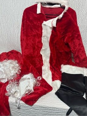 Classic Red Santa Coat with White Faux Fur Trim - Men Accessories